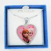 Disney Frozen Anna and Elsa Sterling Silver Heart Pendant Necklace