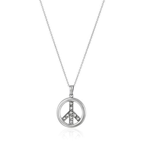 SS CZ Peace Pendant Necklace 18 inch