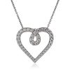 SS cz heart pendant necklace 18