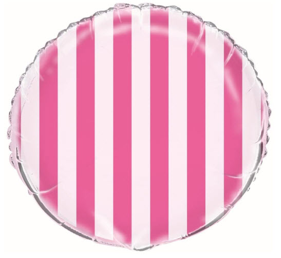 18 Hot Pink Stripe Circle Balloon - Play Fun Party, LLC
